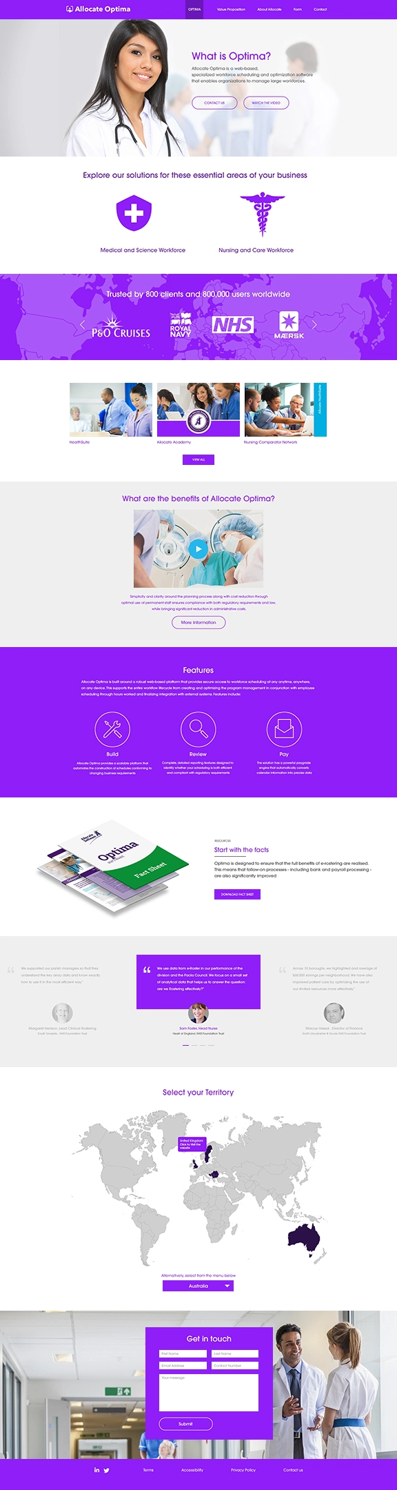 Allocate Optima Website UI Layout